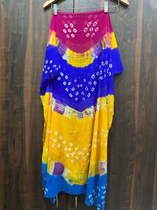 Two Colorful Bandhani Dupatta Fabrics Combo