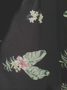 Navy Blue Floral Print Dress with Ruffles, Size-S