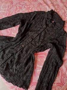 Black Lace Button-Up Top😻🎀💗🖤