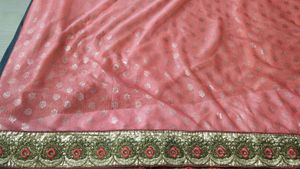 beautiful peach and cream sari with blouse
