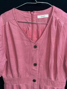 Pink Button-Down Midi Dress