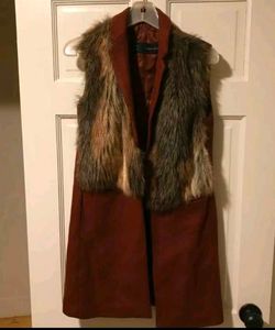 Zara Faux Fur Wool Blend Vest