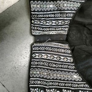 Black Colour Chicken Work Sequence Blouse