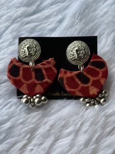 Maroon Fabric Pendant Jewelry Set