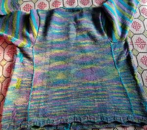 Hand Knitted Multi-Color PlusSize Women&#39;s Cardigan