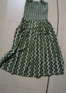 Green & White Smocked Sundress