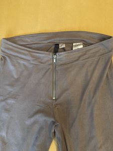 Suede Zip-Front Pants