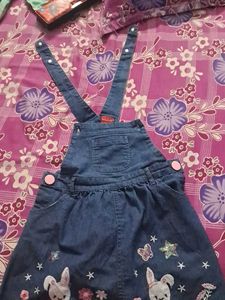 Cute Kids&#39; Long Sleeve Top With Denim Skirt