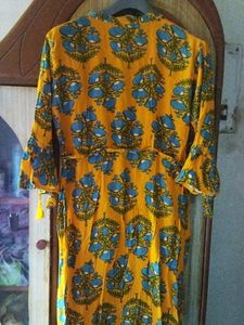 A line  Mustered Sky Blue Booti Print Kurta