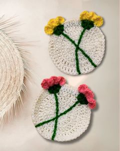 Crochet Flower Coasters (Set of 2)
