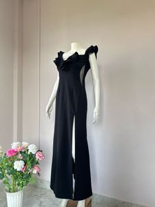 Black Front Slit Gown