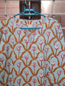 PINK BLUE COTTON KURTA