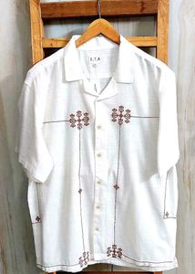 OffWhite Embroidered Fine Cotton Shirt Size-44-46