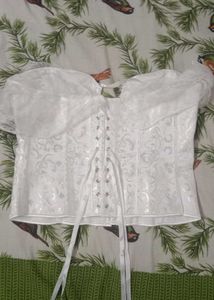 White Lace Up Corset Top