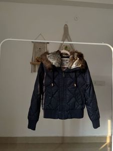 WHO.A.U.CALI VINTAGE NAVY BLUE PUFFER CROP JACKET