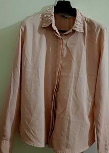 Vintage Pearl Collar Shirt For Women