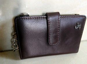 Brown Leather Wallet with Zipper