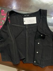 Black Denim Waistcoat