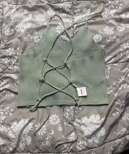 Backless Green Top