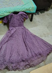 Lavender gown 💜🔥with earrings and bangles match