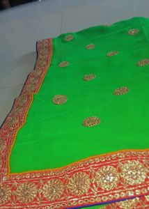 Green Embroidered Saree