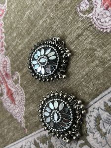Statement Silver Mirror Earrings