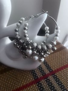 Pearl Drop Hoop Earrings