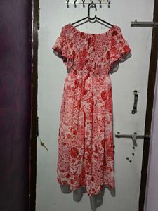 Floral Red White Dress