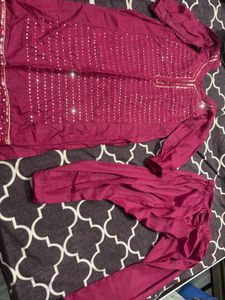 rani color Embellished Kurta Set (no dupatta)