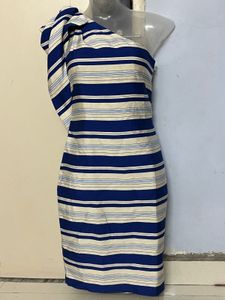 Republic Banana Branded Striped One-Shoulder Dress