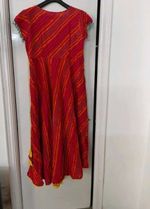 Red Striped Pom-Pom maxi Dress( full length)