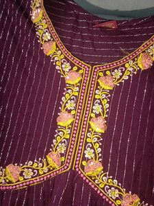 Elegant Purple Striped Kurta