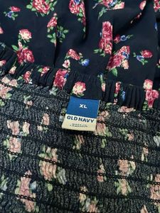 OLD NAVY Wrap up top Blue Floral Print Long Sleeve