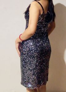 Black Embellished Bodycon Middi Dress