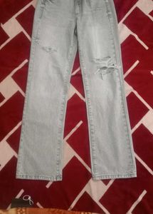 Damage Straight Jeans