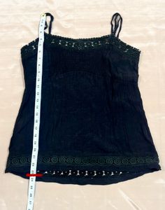 Black Lace-Trim Camisole Top