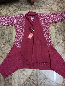 Pink Floral Knit Cardigan