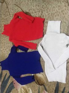 Combo Set 3 High Neck Sweaters 4-6 Year Girls