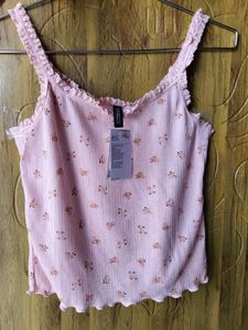 H&amp;M Floral Lace Trimmed Crop Top/ SIZE-M