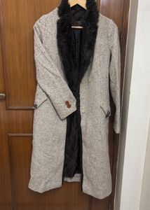 Single-Breasted Faux Fur Notched Lapel Overcoat