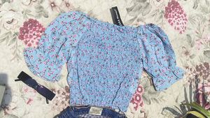 Beautiful Blue Korean Crop Top