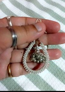 Silver Jhumka Drop Earrings