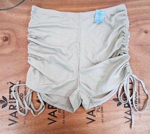 SHEIN Drawstring Knot Side Marled Shorts