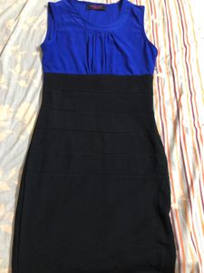 Straight Fit Blue Knee Length Dress
