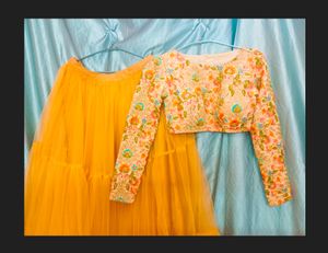 Cream Full Sleeves Embroidery Lehenga Choli
