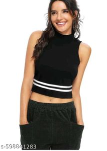 Black Striped High-Waisted Bottoms