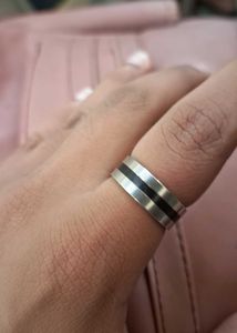 Stainless Steel Ring With Black Coted Substance