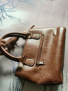 Brown Leather Laser-Cut Tote