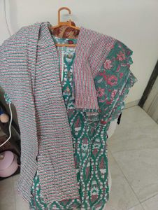 Green Printed 3 Piece Kurta Set