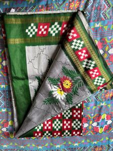 double ikkat pasapali handpainted saree
